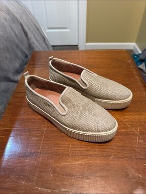 Halogen Taupe Woven Slip-On Loafers
